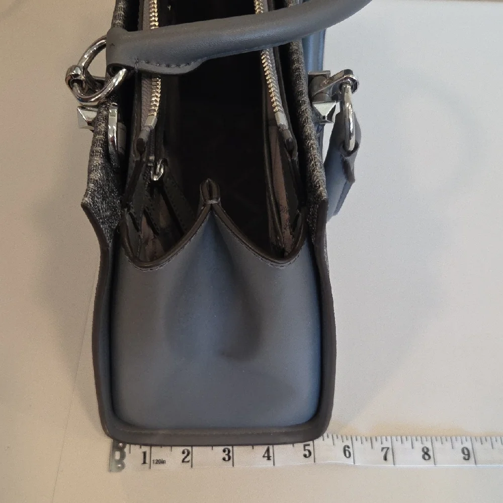 Michael Kors Gray Signature MK Medium Zip Satchel Crossbody - Picture 12 of 12